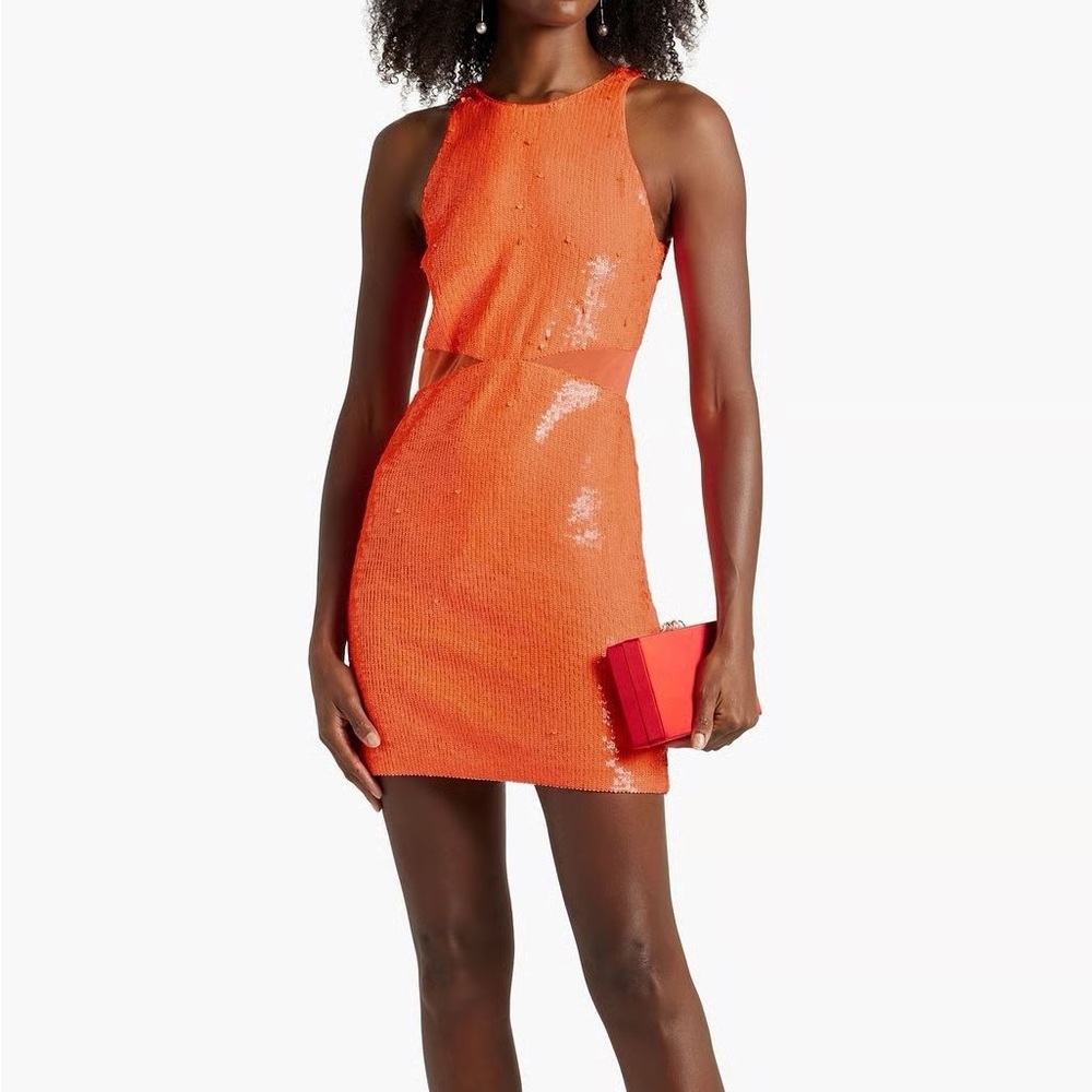 ALICE + OLIVIA ORANGE SEQUIN MINI DRESS SMALL BRAND NEW SOLD OUT